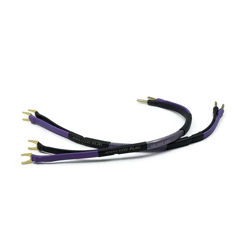 Analysis Plus Clear Oval Speaker Cable - 12-Inch Jumper - Spade to Banana - PAIR