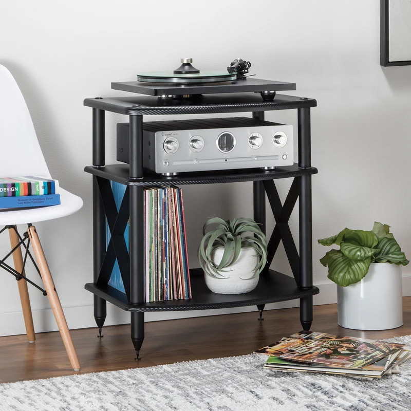 Pangea Audio Turntable Stand with Vinyl Record Storage - Espresso