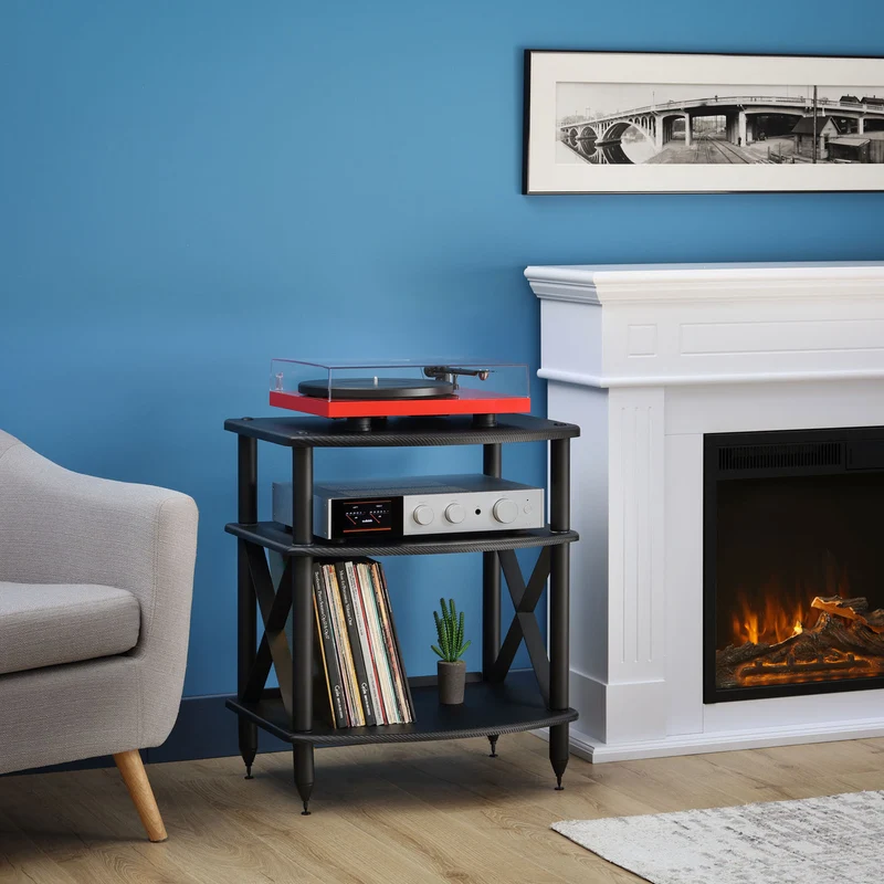 Pangea Audio Turntable Stand with Vinyl Record Storage - Black