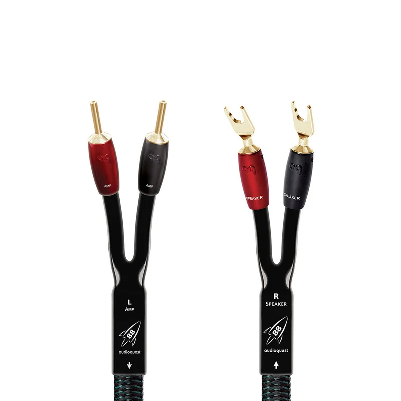 AudioQuest Rocket 88 With 72v DBS Speaker Cable - 8 Foot - Gold Banana to Gold Spade - Pair