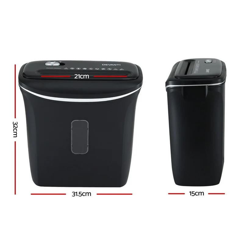 Devanti 12L Cross-Cut Shredder 8-Sheet Paper Home Office Credit Card