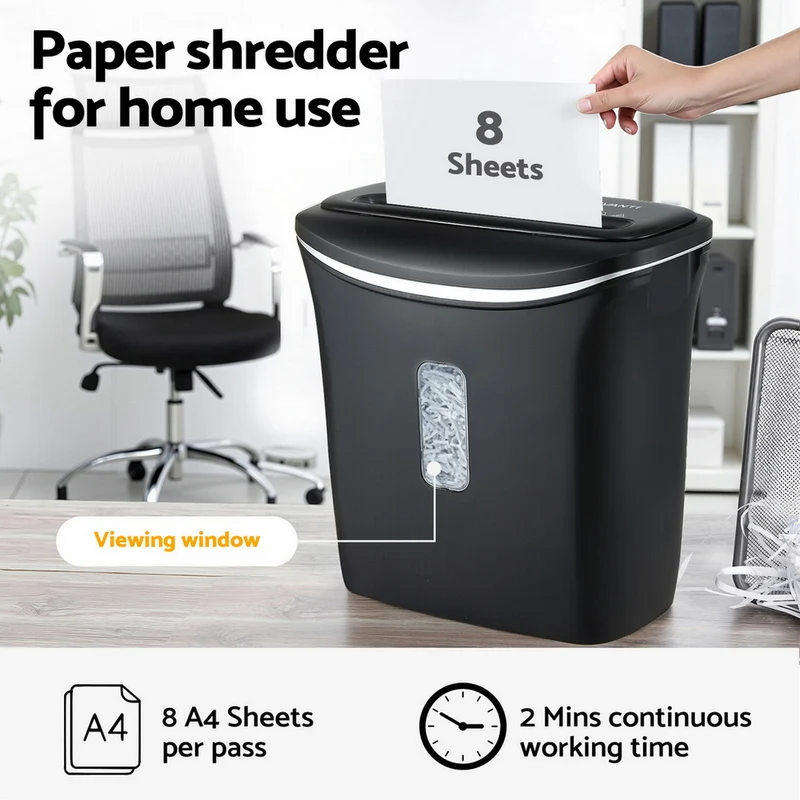 Devanti 12L Cross-Cut Shredder 8-Sheet Paper Home Office Credit Card