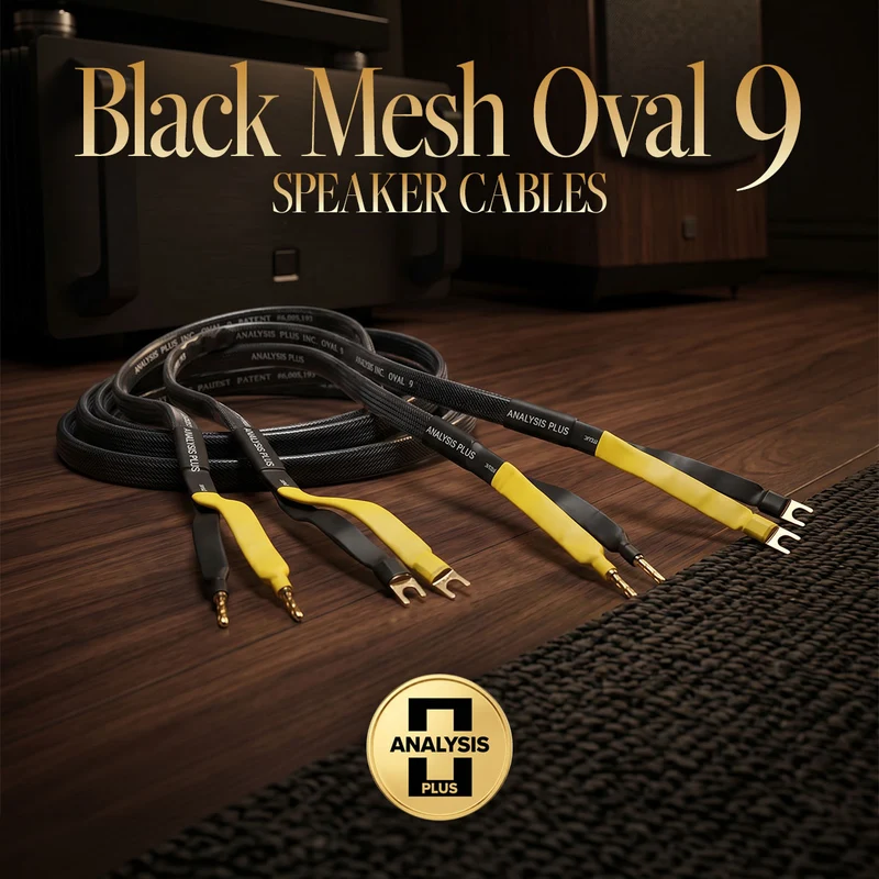 Analysis Plus Black Mesh Oval 9 Speaker Cable - 15 Foot - Banana to Spade - Pair