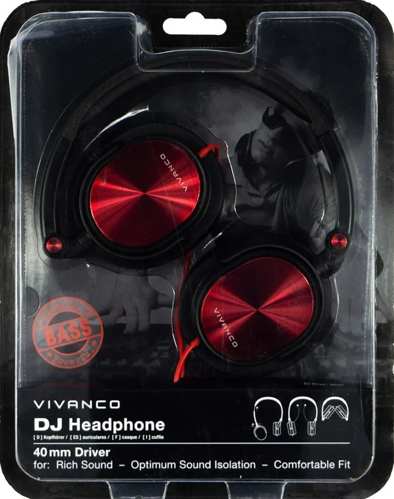 VIVANCO Hochwertiger Over-Ear DJ-Kopfhörer Schwarz, Komfortabler Soundgenuss mit Memory Foam und 3,5 mm Klinke
