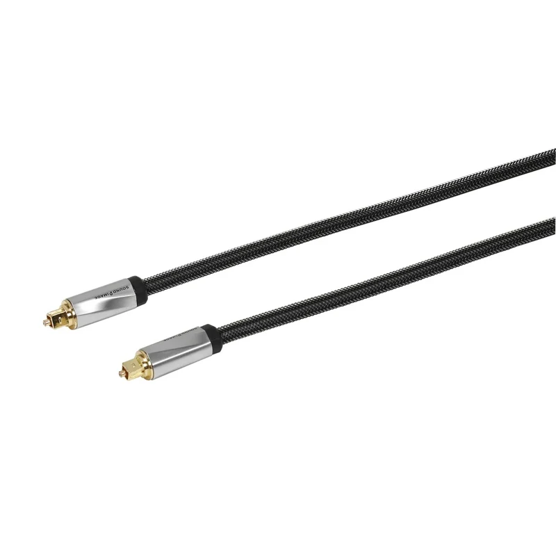 VIVANCO Hochwertiges Toslink Audio Kabel, 2m, vergoldet, geflochten, inkl. 3,5mm Adapter, kompatibel mit Sound & TV Geräten