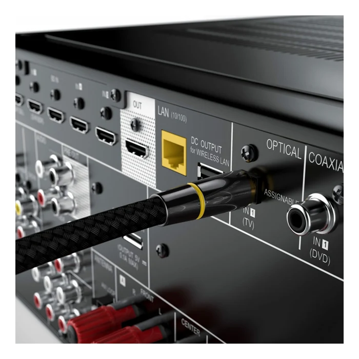 VIVANCO Hochwertiges Toslink Audio Kabel, 2m, vergoldet, geflochten, inkl. 3,5mm Adapter, kompatibel mit Sound & TV Geräten