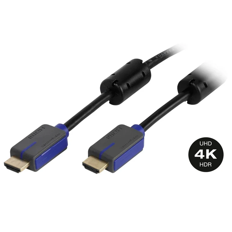 VIVANCO High Speed HDMI Kabel, Absorber mit Ethernet, 4K Auflösung, 3D Unterstützung, ARC, vergoldete Kontakte, 5m