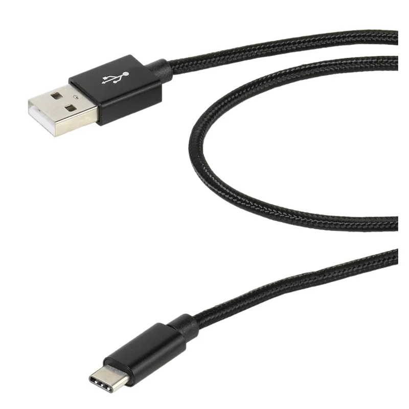 VIVANCO Hochwertiges USB Typ-C Kabel, 2,5 m, LongLife, reißfeste Nylonummantelung, Schnellladen, Datensynchronisierung, Schwarz