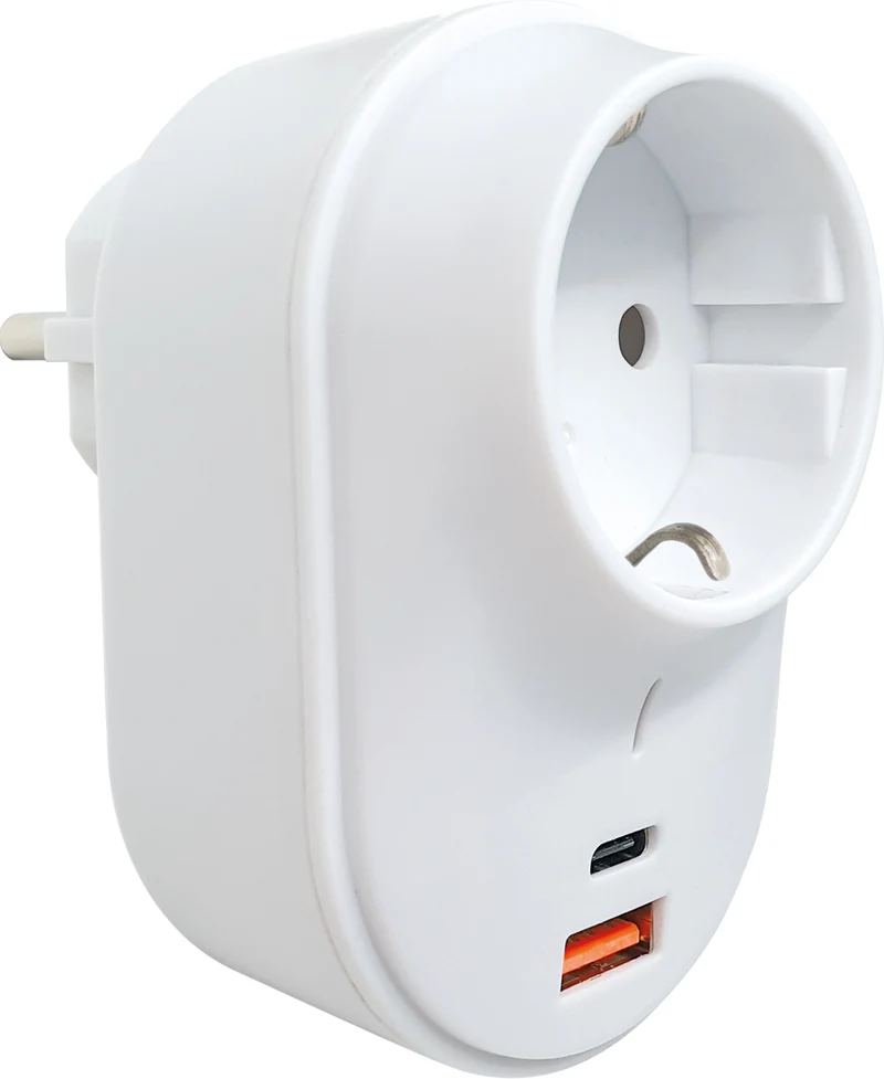Steckdosenadapter mit USB-C + USB-A Slot 230V