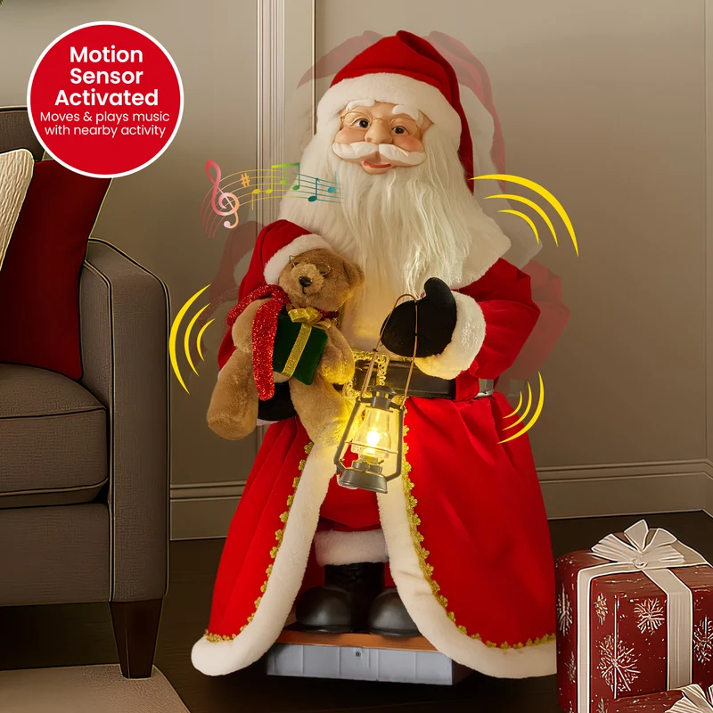 Christabelle 1.1m Musical LED Animated Christmas Santa Claus Glowing Lantern Ornament Decoration