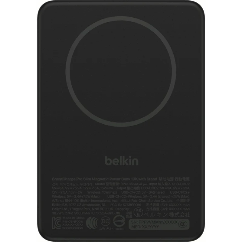 Belkin BoostCharge Slim Magnetic Power Bank 10K with Stand (Black)