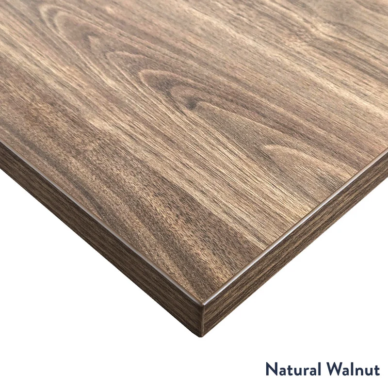 Desky L-Shape Melamine Sit Stand Desk 160cm - Left Return Select Beech Top and Wheat Leg