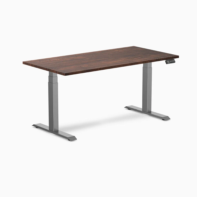 Desky Dual Softwood Sit Stand Desk 120cm Red Cedar Desktop and Wheat Frame
