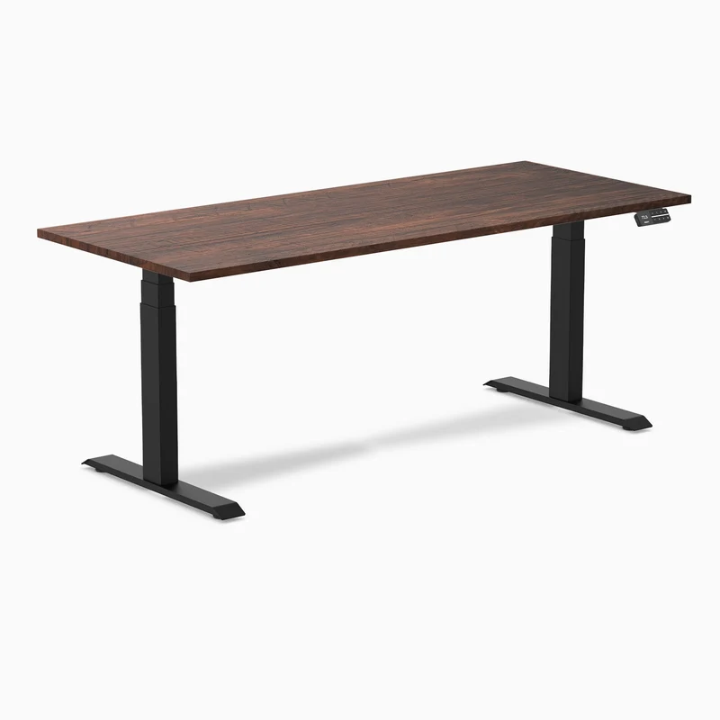 Desky Dual Softwood Sit Stand Desk 120cm Red Cedar Desktop and Wheat Frame