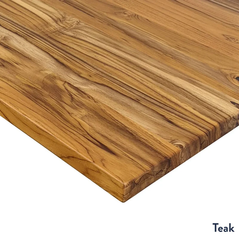 Desky Dual Hardwood Sit Stand Desk 150cm Teak Desktop and Wheat Frame