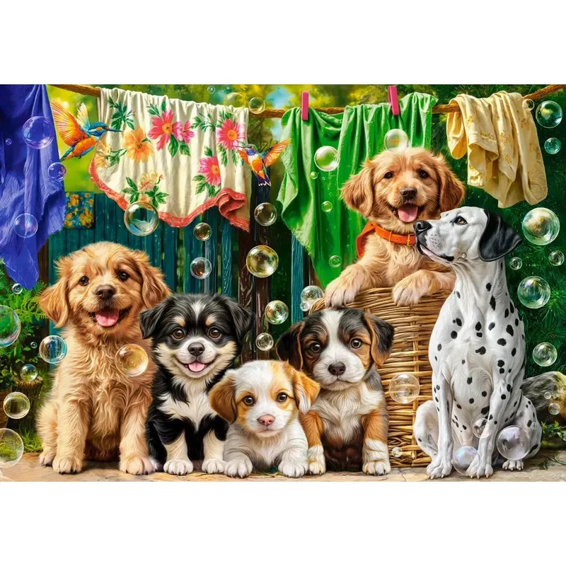 Castorland 500pc Puppies, Laundry and Bird Antics Puzzle