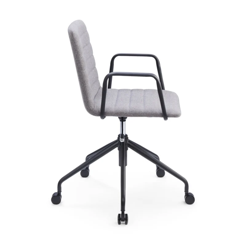 Sabia Baxter Pre-Assembled Chair Upholstered Seat Desk Seating (Grey/Black Frame)