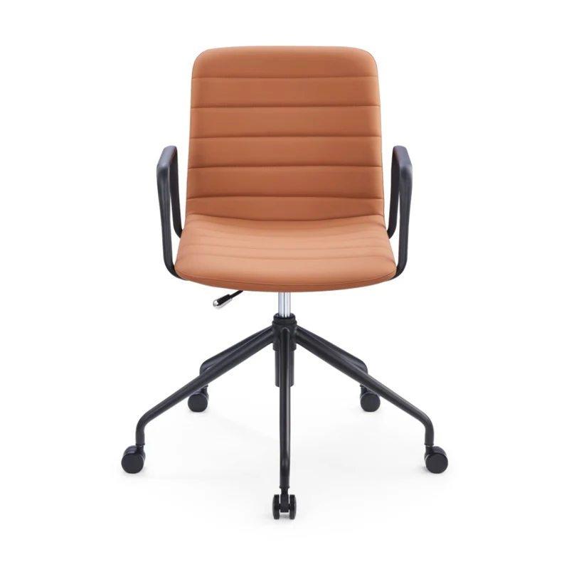 Sabia Baxter Pre-Assembled Chair Upholstered Seat Desk Seating (Tan/Black Frame)