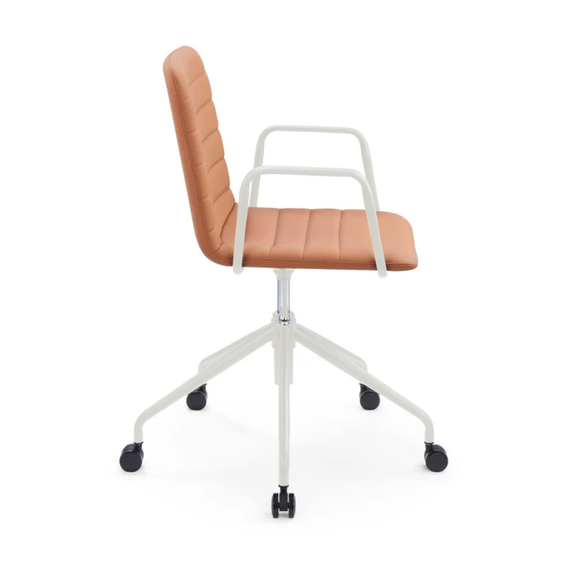 Sabia Baxter Pre-Assembled Chair Upholstered Seat Desk Seating (Tan/White Frame)