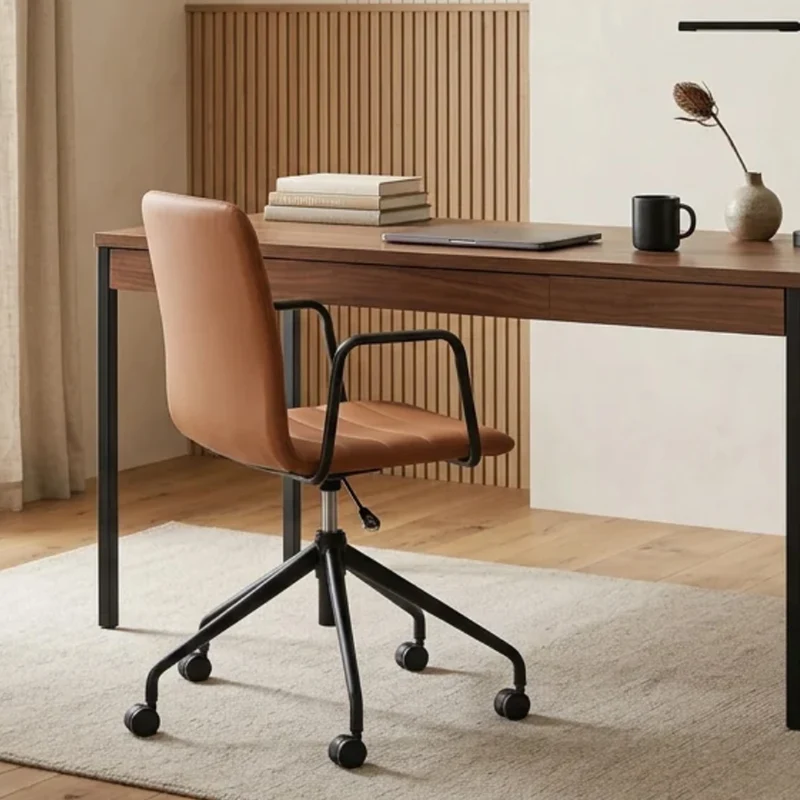 Sabia Baxter Pre-Assembled Chair Upholstered Seat Desk Seating (Tan/White Frame)