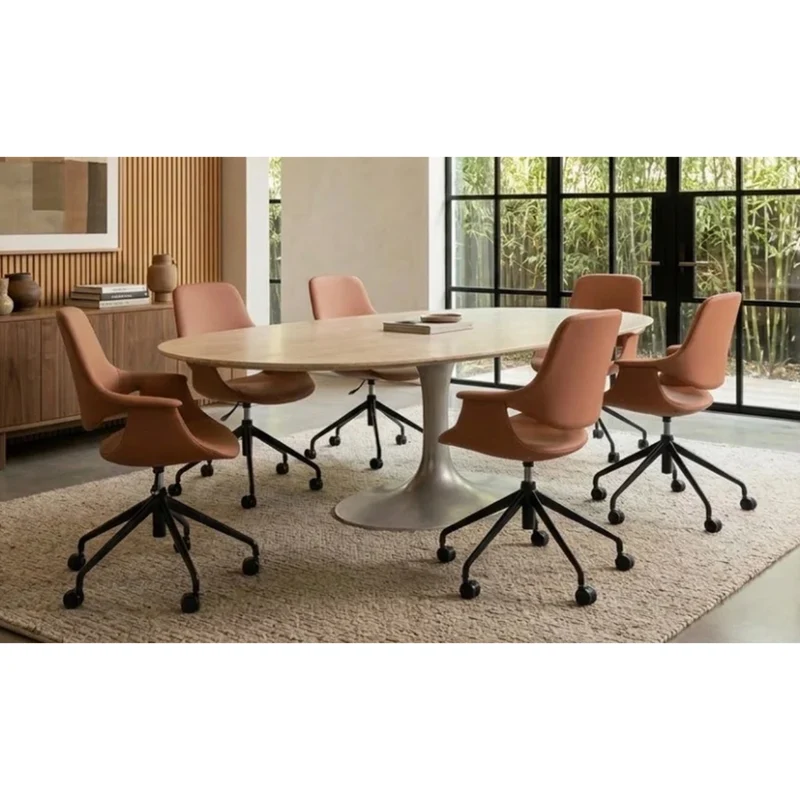 Sabia Oliver High Back Pre-Assembled Office Chair Upholstered (Tan/White Frame)