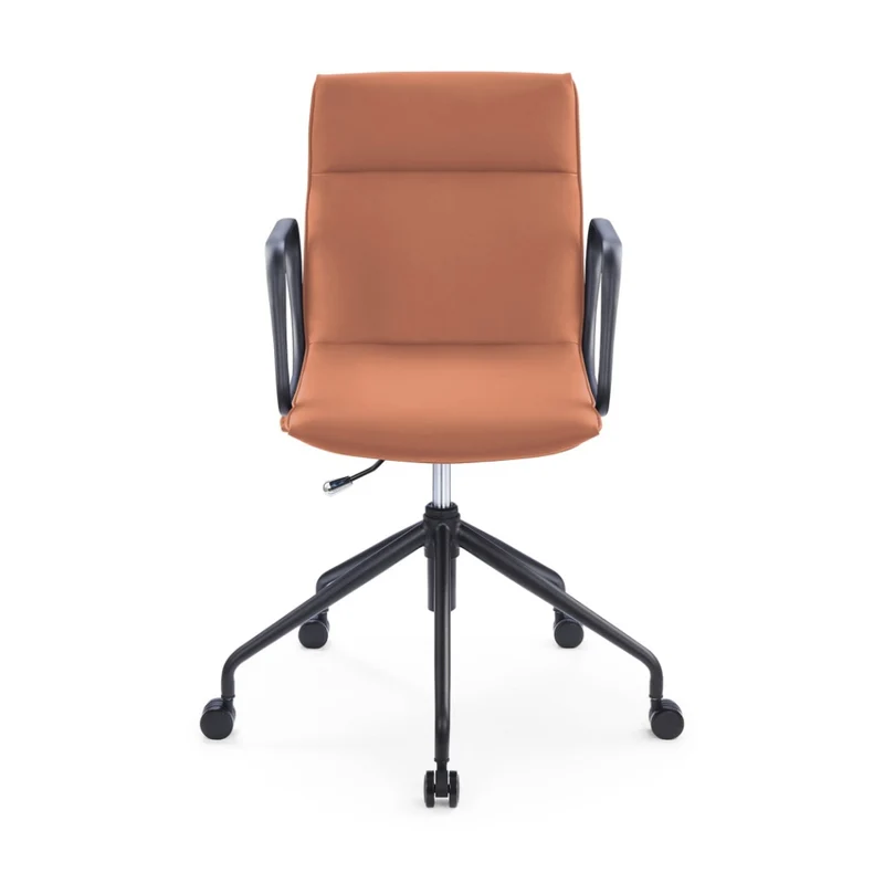 Sabia Maison Pre-Assembled Chair Leather-Like Upholstered Meeting Room (Tan)