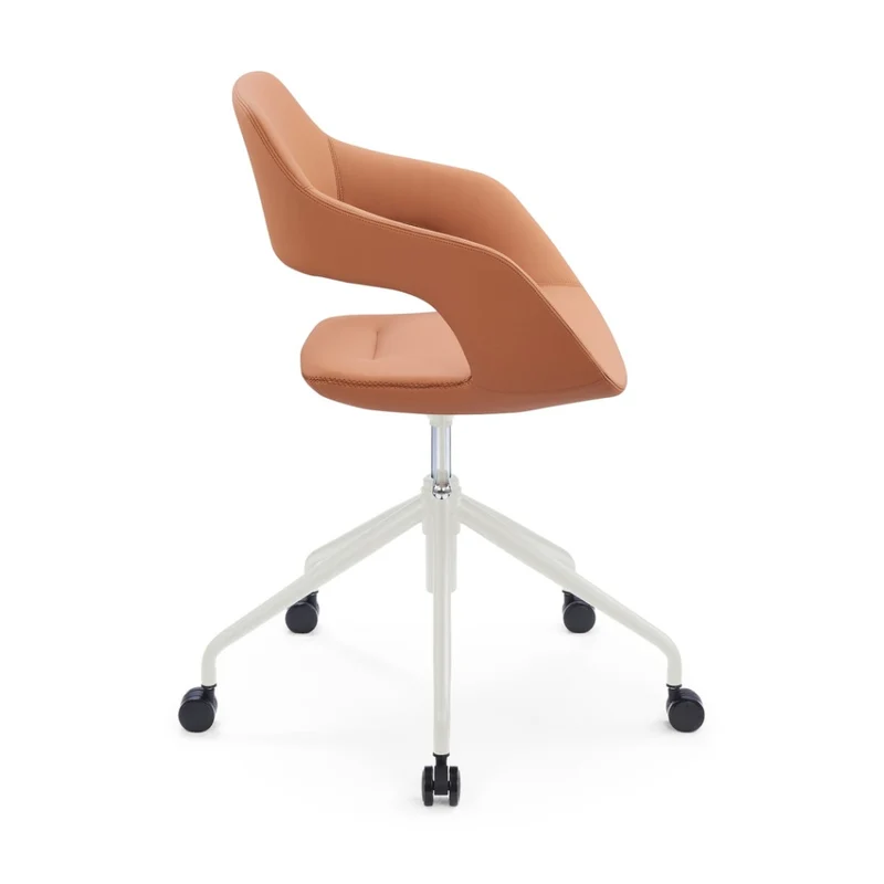 Sabia Oliver Medium Back Pre-Assembled Office Chair Upholstered (Tan/White Frame)