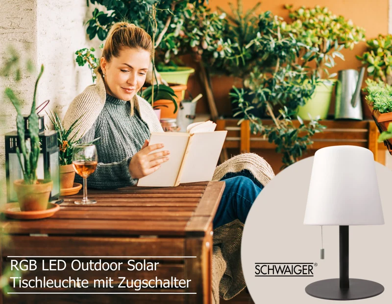 Solar Tischleuchte mit Zugschalter