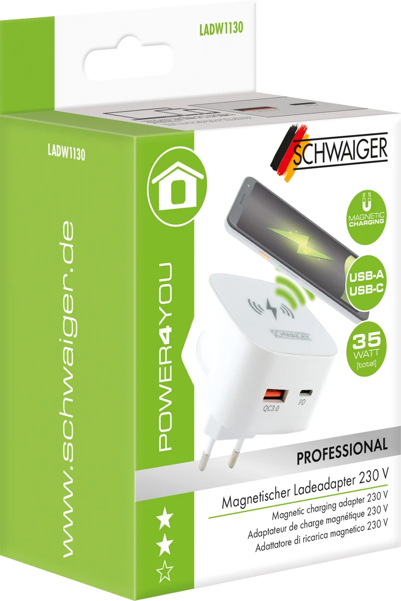 Ladegerät 20W mit QI Ladefläche magnetisch