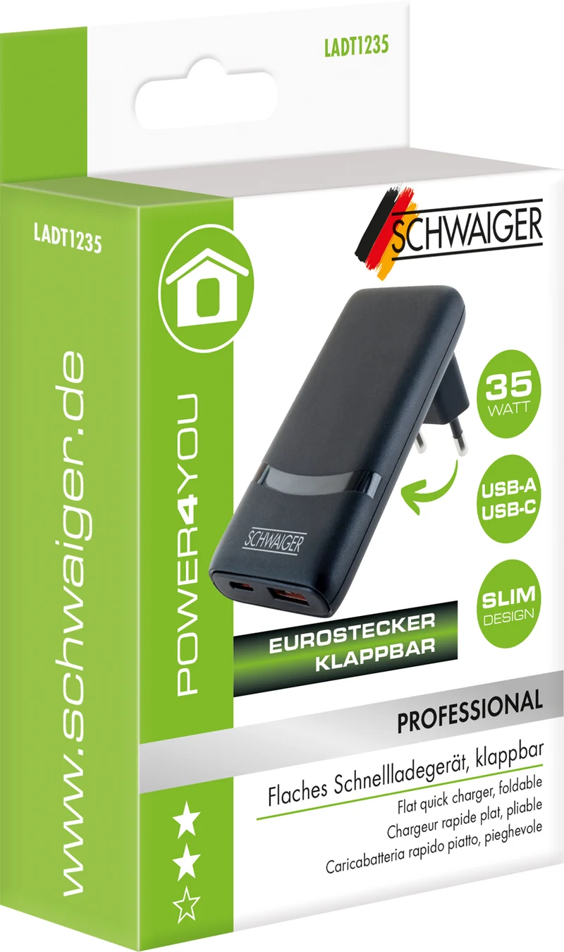 Schnellladegerät 35W Eurostecker ultra-flach