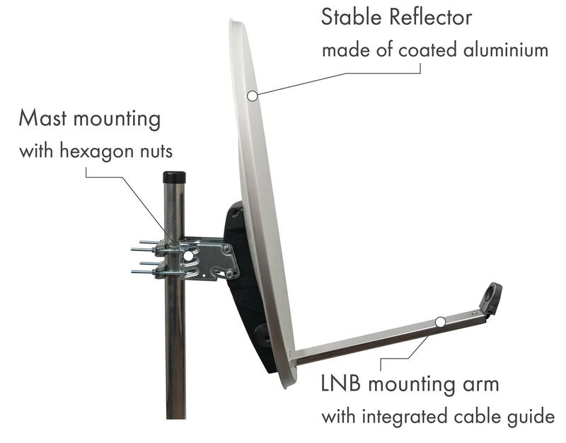 Aluminium Satellitenschüssel 80 cm hellgrau