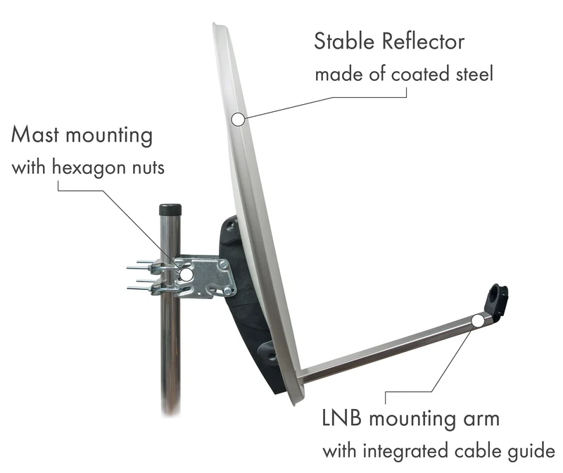 Stahl Satellitenschüssel 80 cm hellgrau
