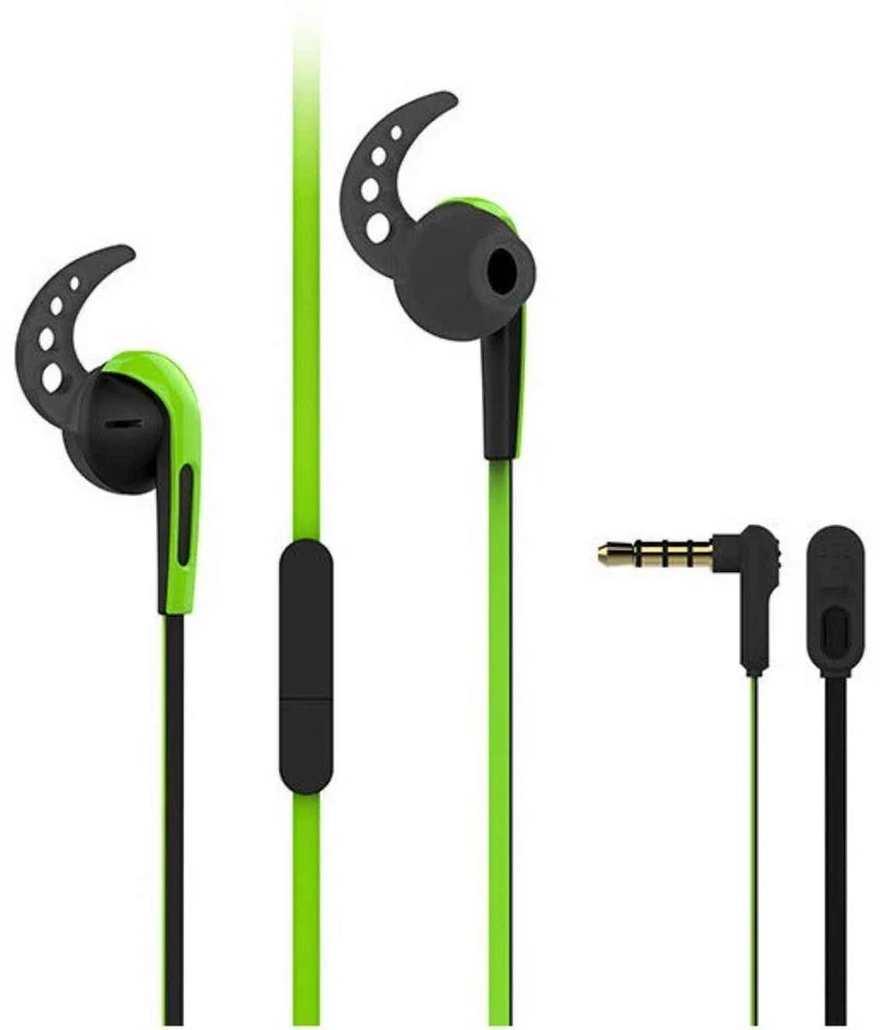 VIVANCO Hochwertige Sport In Ear Kopfhörer SPX40, kompatibel mit 3,5 mm Klinke, Stereo BASS, Mikrofon, 90° Stecker, Grün