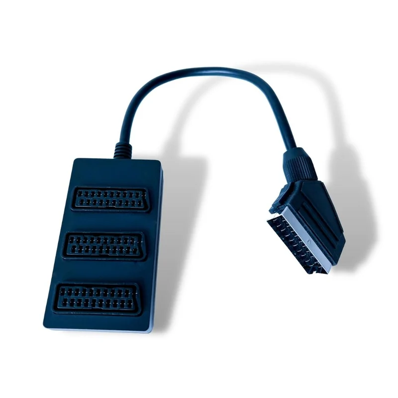 VIVANCO ultimativer 3fach Scartverteiler, kompatibel mit 1x Scartstecker zu 3x Scartbuchse Audio Video Adapter 3 fach 0,2m schwarz