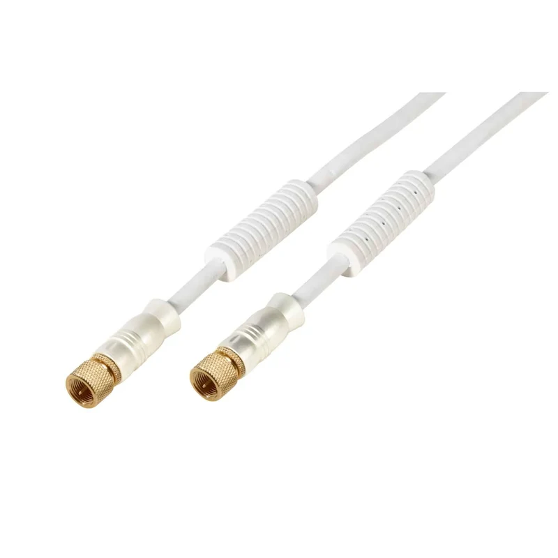 VIVANCO Receiver Anschlusskabel 5m – Hochwertiges Kabel für F-Stecker Geräte, 110 dB, OFC, Ferritkern, 24K vergoldet