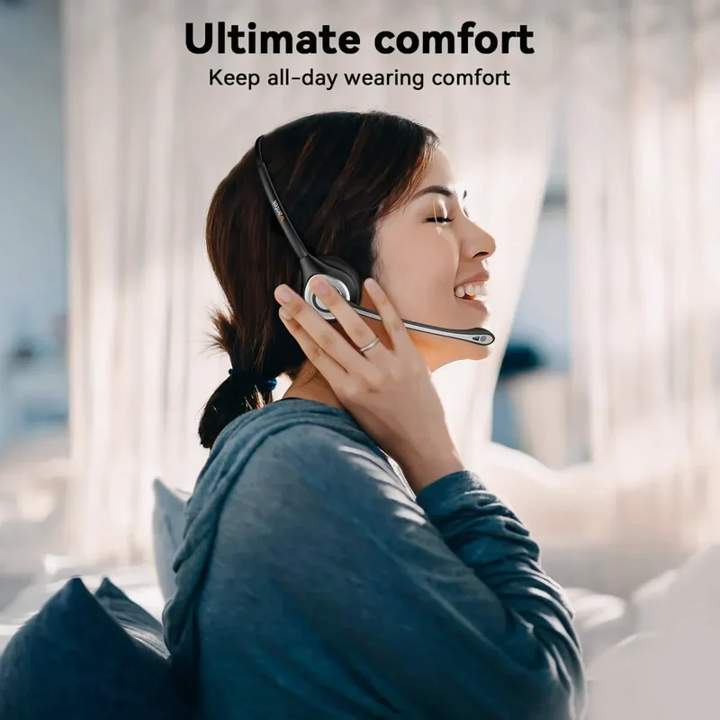 Wantek® h600 Headset RJ9 (RJ4) Desk Phone Headset with Quick Disconnect