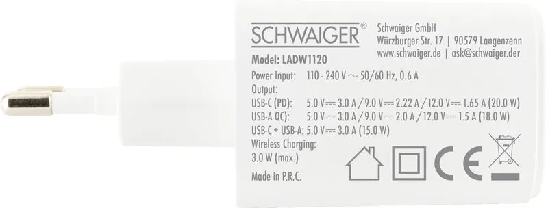 Ladeadapter SmartWatch USB-C & A 20W