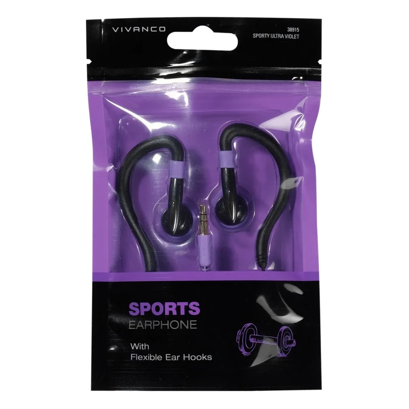 VIVANCO Perfekte Sport Over-Ear Headset Schwarz, sicherer Halt & starker Sound, mit Ohrbügel, 3,5 mm Klinke, 1,2 m Kabel