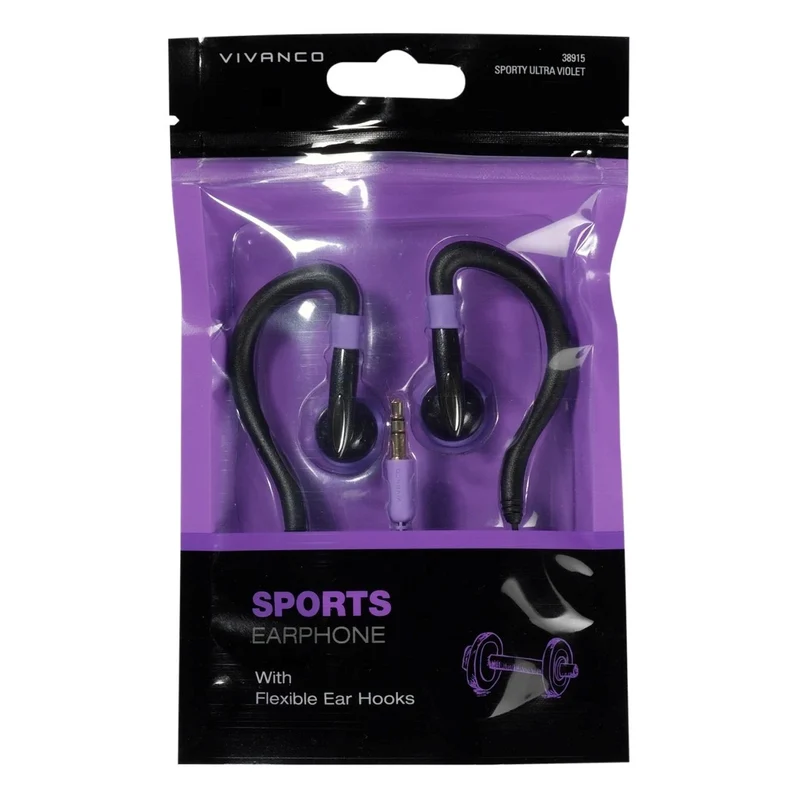 VIVANCO Perfekte Sport Over-Ear Headset Schwarz, sicherer Halt & starker Sound, mit Ohrbügel, 3,5 mm Klinke, 1,2 m Kabel