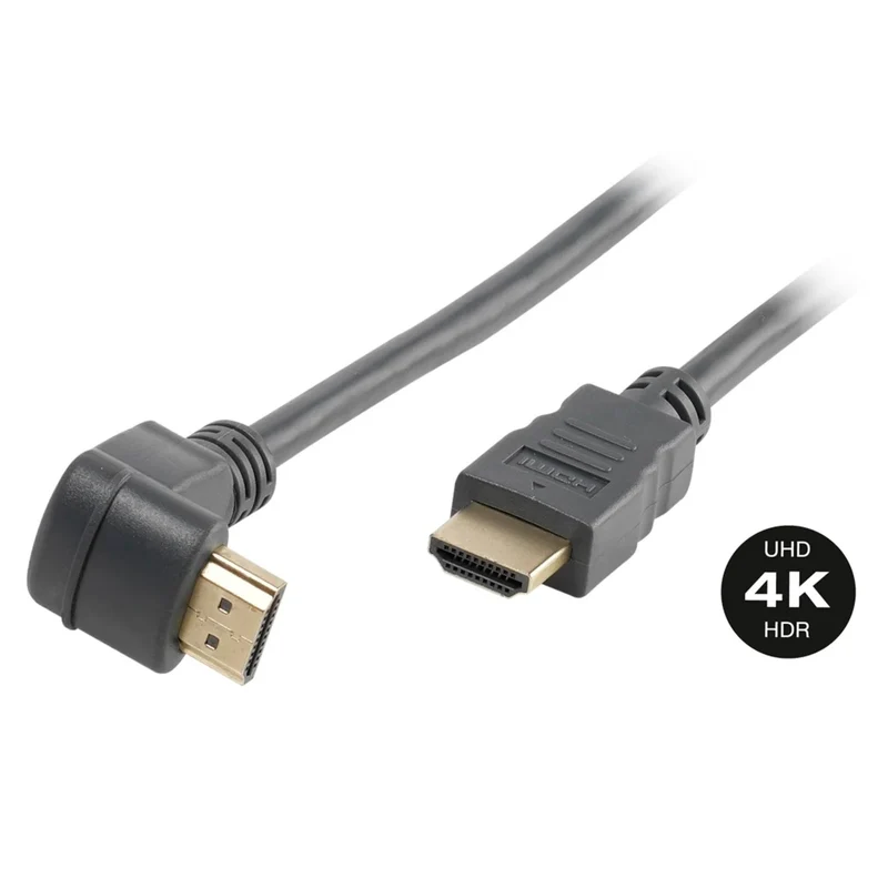 VIVANCO Hochwertiges HDMI Kabel mit Winkeladapter, 4K Unterstützung, 3D, Audio Rückkanal, vergoldete Kontakte, 1,5m