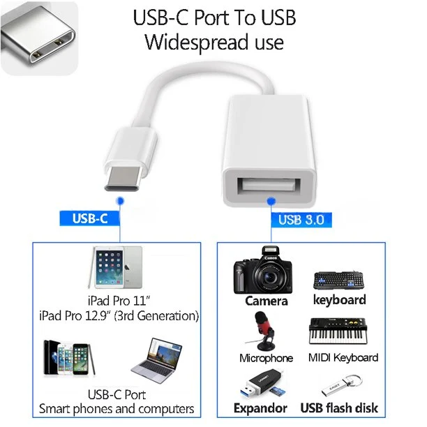 VIVANCO Premium USB-C Adapter, USB Type C™ Stecker zu USB 3.1 A Buchse, Super Speed 5Gbps, USB 3.1 A Buchse zur schnelle Datenübertragung, 0,1m