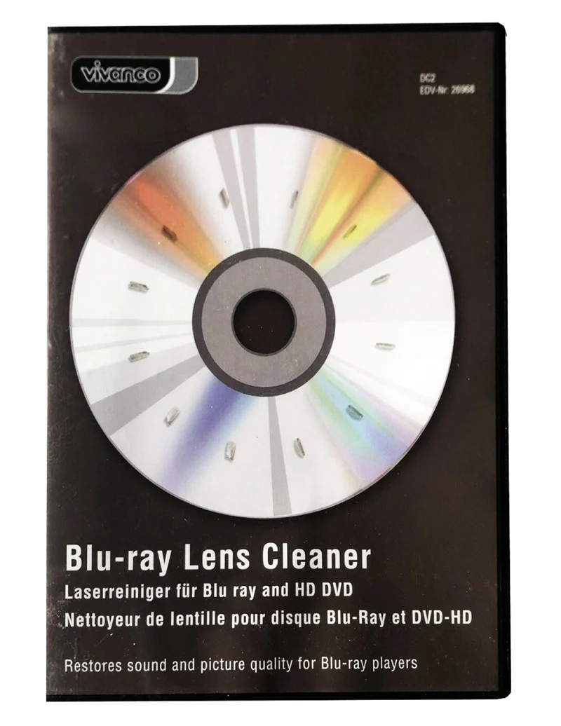 VIVANCO Effektiver Objektivreiniger, kompatibel mit Blu-ray Playern, mit Mikrofaserbürsten, einfache Reinigung