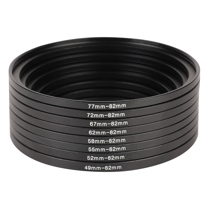Haida 8pcs Step-up Ring 82mm Kit (49-82mm,52-82mm,55-82mm,58-82mm,62-82mm,67-82mm,72-82mm, 77-82mm)