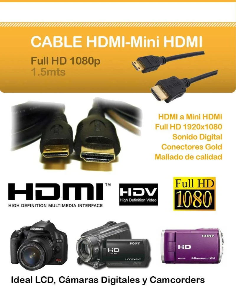 VIVANCO Hochwertiges Mini HDMI Kabel, 1,5m, mit Ethernet, ARC, 3D Unterstützung, 4K Auflösung, vergoldete Kontakte