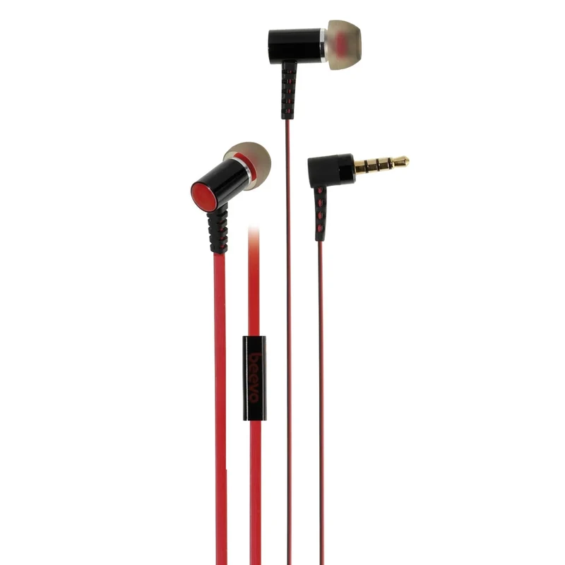 VIVANCO In-Ear Headset rot - Hochwertiges Aluminium Design, kompatibel mit allen Smartphones, Mikrofon, 3,5 mm Klinke, 1,2m Länge