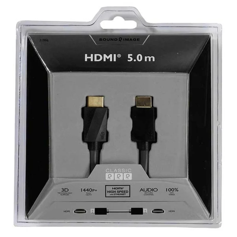 VIVANCO Hochwertiges HDMI Kabel, 5 m, 4K Unterstützung, 3D, Ethernet, ARC, 10 Gbit/s, Vergoldete Kontakte