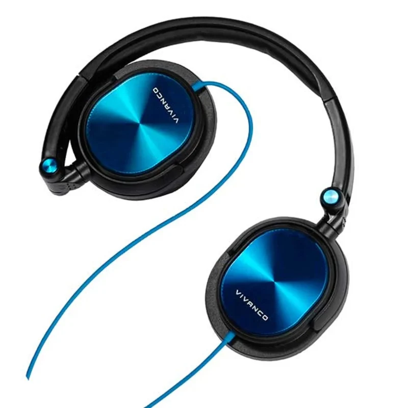 VIVANCO Hochwertiges Over Ear Kopfhörer, Integriertes Mikrofon, Anruffunktion, 20-20.000Hz ,1,8 m Kabellänge, Metallic Design, Extra weiche Lederohrpolster