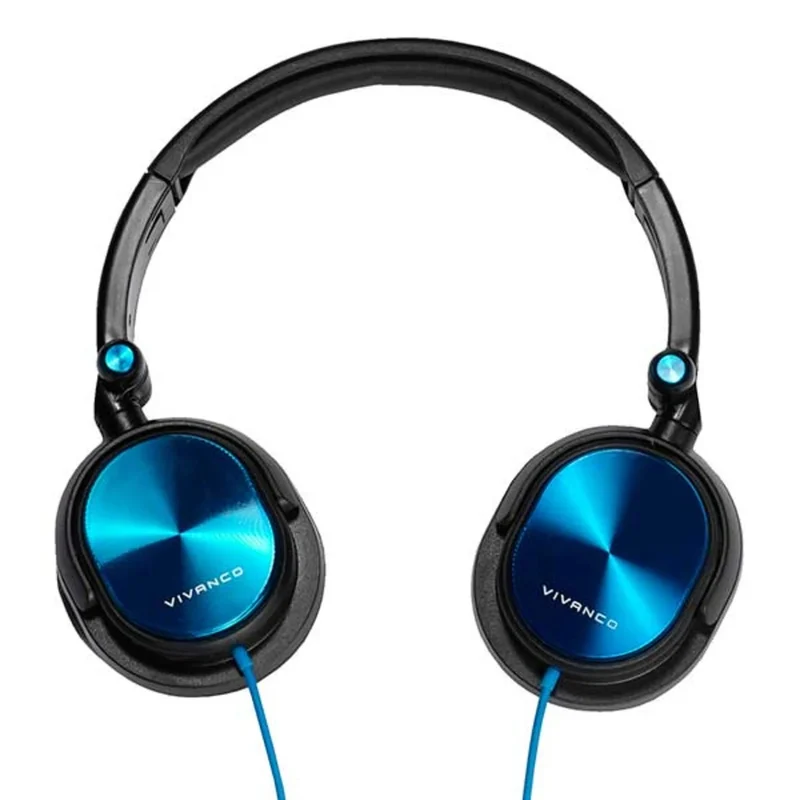 VIVANCO Hochwertiges Over Ear Kopfhörer, Integriertes Mikrofon, Anruffunktion, 20-20.000Hz ,1,8 m Kabellänge, Metallic Design, Extra weiche Lederohrpolster