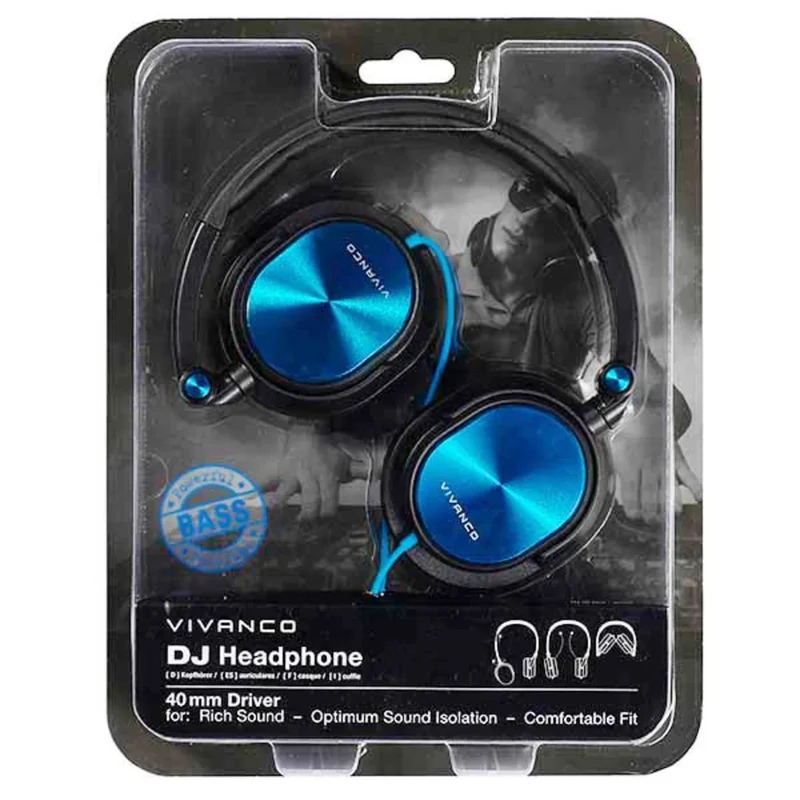 VIVANCO Hochwertiges Over Ear Kopfhörer, Integriertes Mikrofon, Anruffunktion, 20-20.000Hz ,1,8 m Kabellänge, Metallic Design, Extra weiche Lederohrpolster