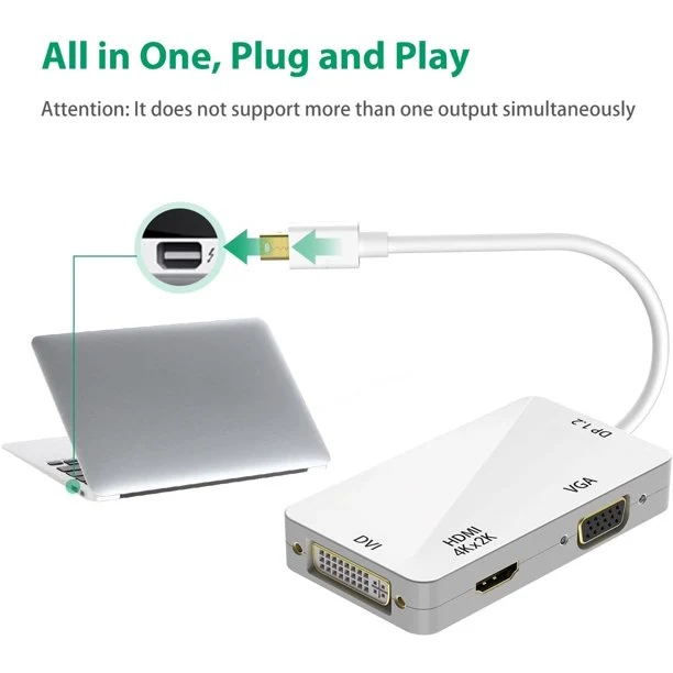VIVANCO Hochwertiger Universal USB Typ C Hub, Adapter, Mini DisplayPort zu HDMI, VGA, DVI – 0,15 m, hohe Übertragungsrate